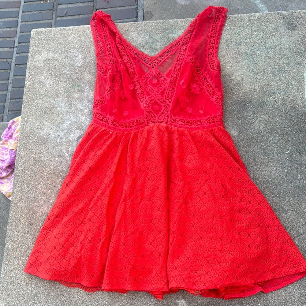 Free People Red Lace Dress